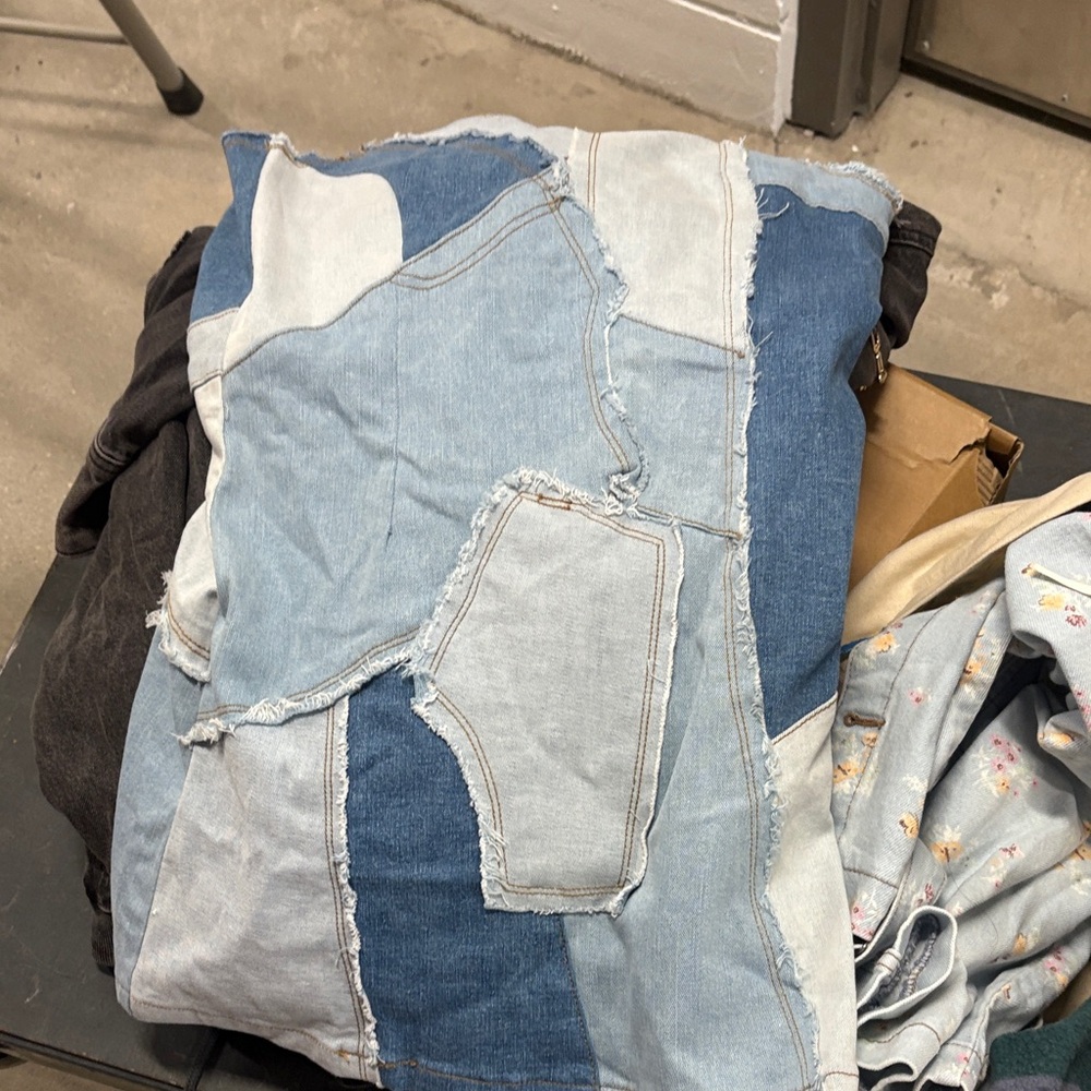 AKIRA Patchwork Denim Dress - Blue and Light Blue